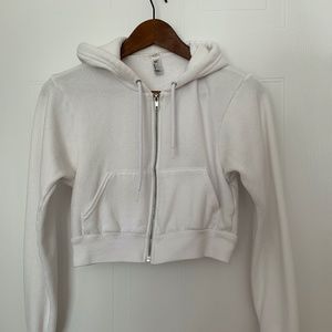White cropped zipper hoodie